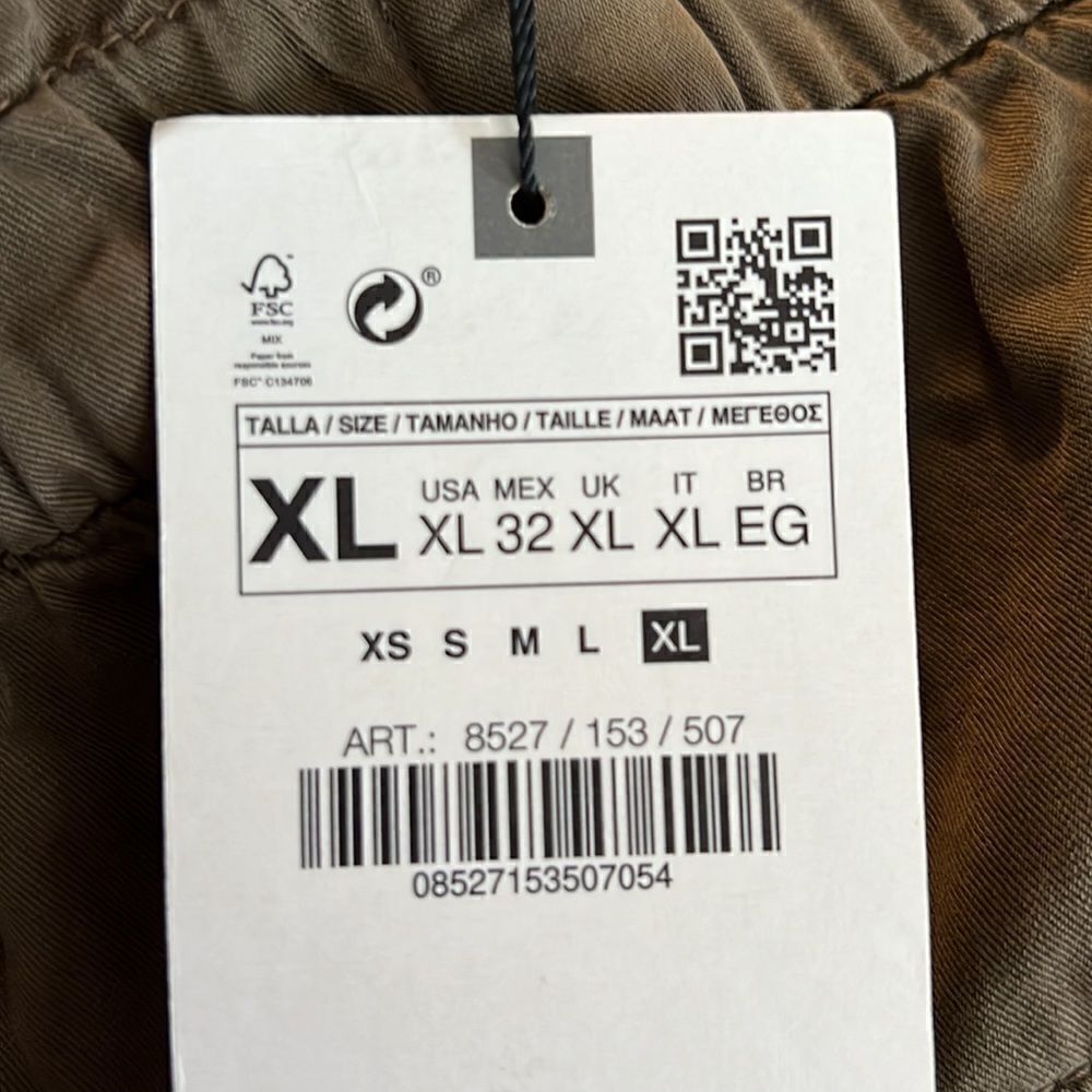 ZARA Dark Khaki Flowy Baggy Jogger Pants NWT XL - Picture 7 of 9